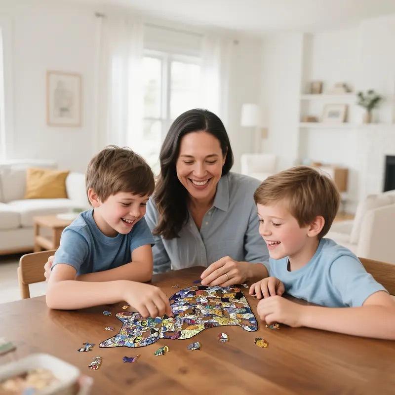 Cat Puzzle Piggy Bank Cognitive Development, Wooden Puzzles for Adults, Creative Cat Wooden Jigsaw Puzzles, for Boys Girls Pet Lovers - Image 2